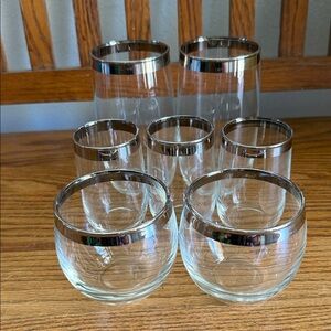 Elegant Silver-Trimmed Glassware Set